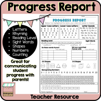 Kindergarten Progress Report FULL RESOURCE